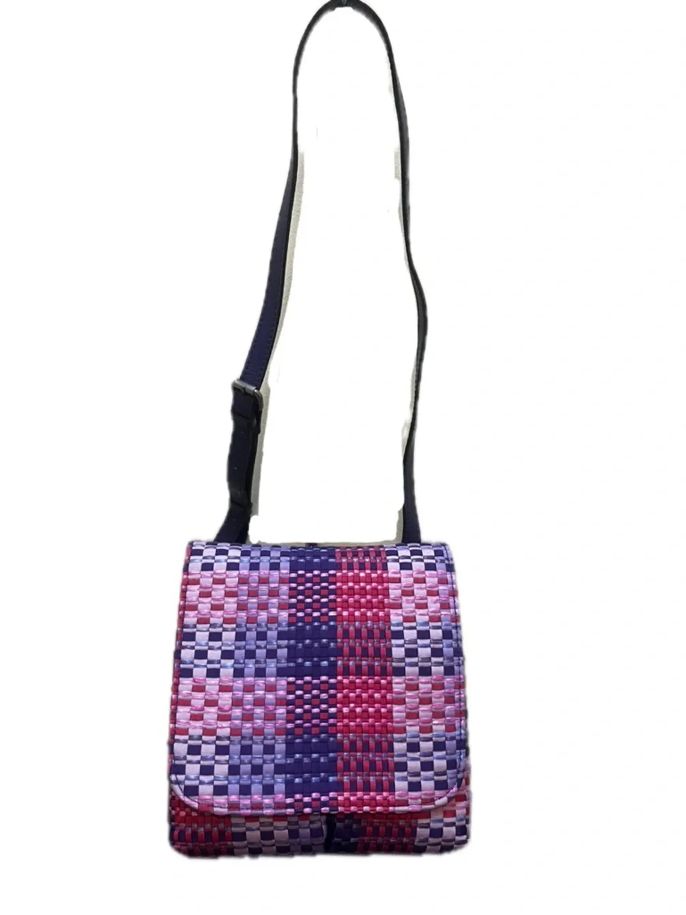 Patricia Nash Granada Crossbody Bag Ribbons & Rafia Purple & Pink Weave - Picture 3 of 11